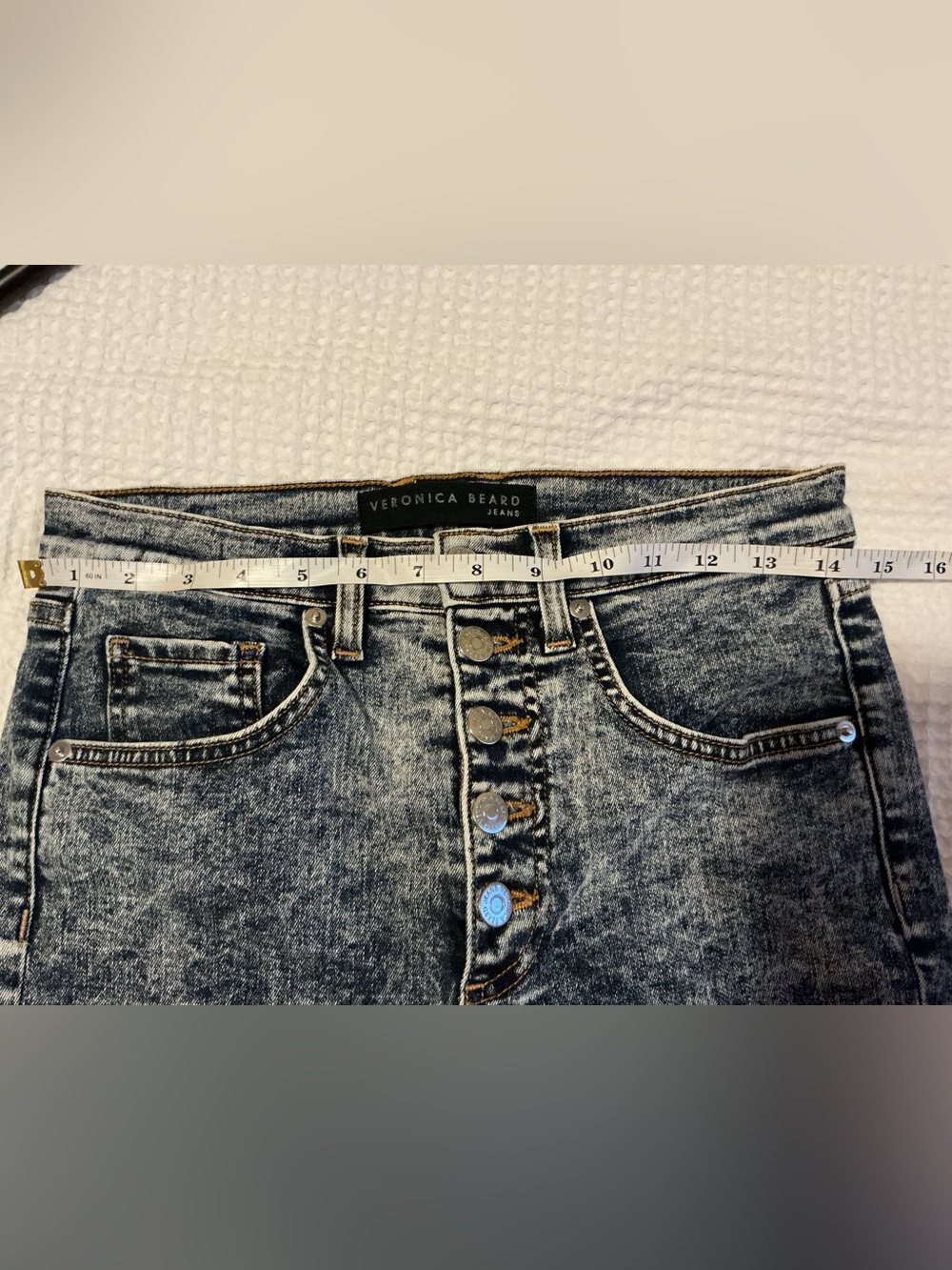 Veronica Beard Maera High Rise Skinny Jeans Indigo Acid Wash - Picture 6 of 11